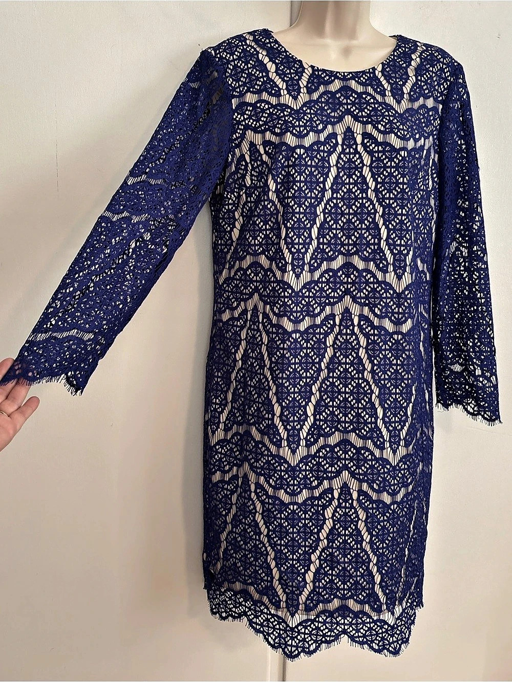 Maia Royal Blue Lace below the knee Dress Size 14 Like New